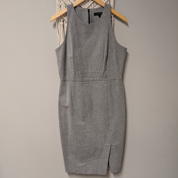 Banana Republic Bi Stretch Racer Neck Grey Sheath Mini Dress Size 10 Business - Picture 3 of 10